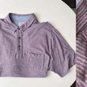 Faherty Men’s Soft Organic Cotton Stripe Polo Shirt Size XL Red Blue